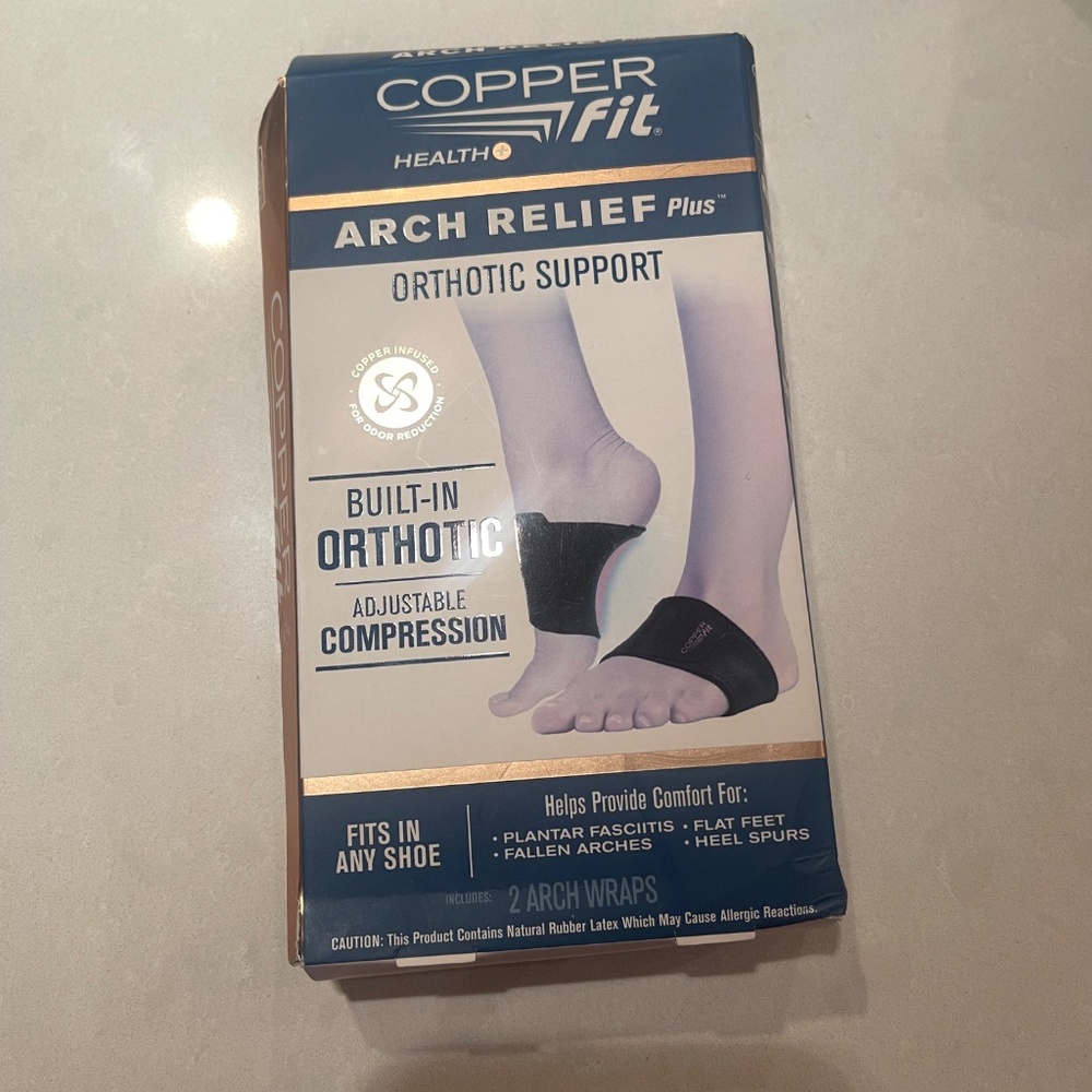 Copper Fit Health Arch Relief Plus Orthotic Supports, One Size Fits Most, Black